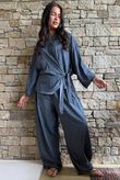 Lindin Linen Blend Kimono Top Washed Navy